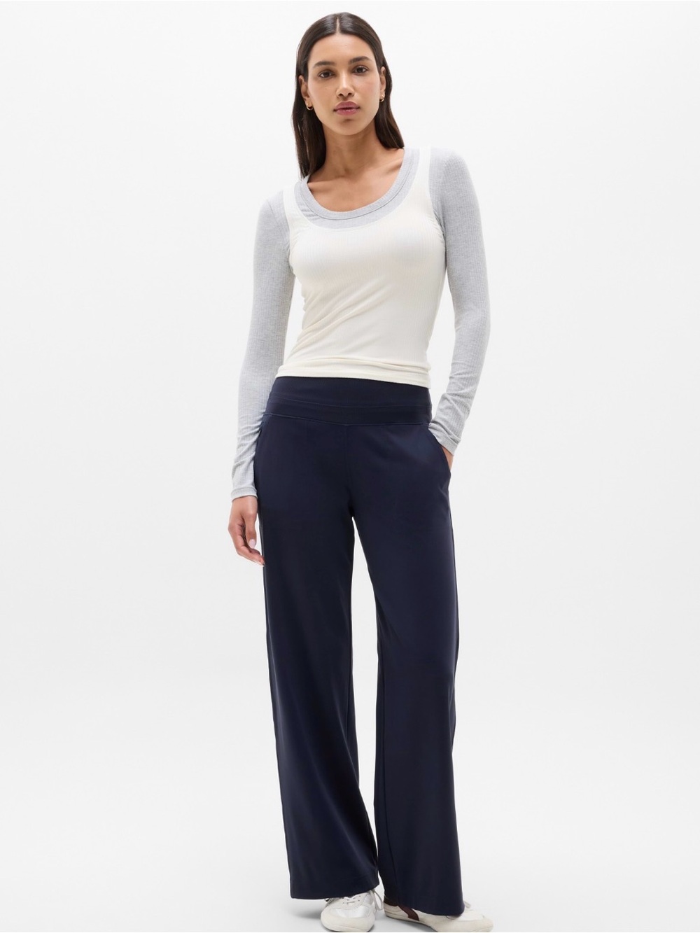 NWT Athleta Venice Wide Leg Navy Pant size L